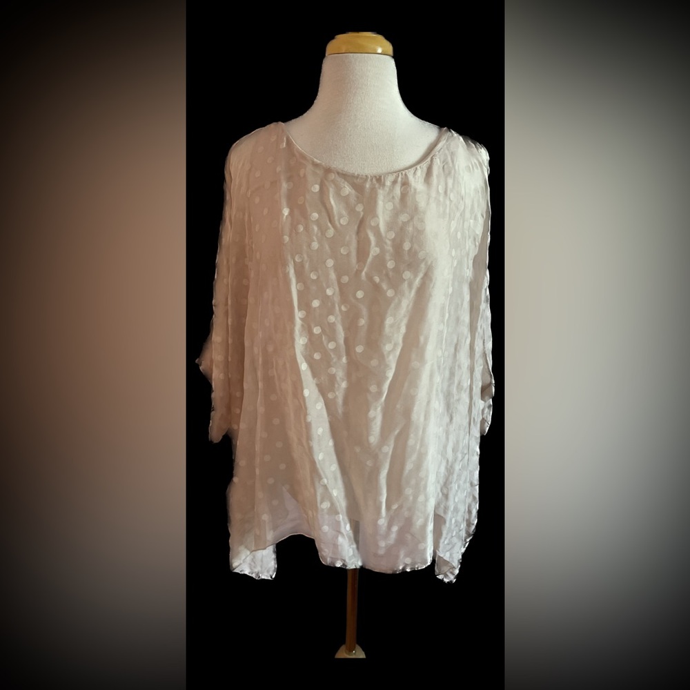 Chic Cream Silk Polka Dot Blouse
